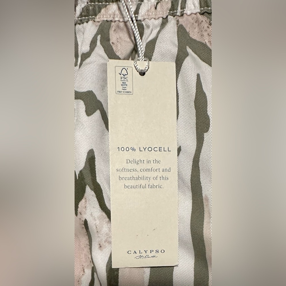 Calypso St. Barth High Waist Zebra Print Shorts - Green and Cream - Picture 10 of 11